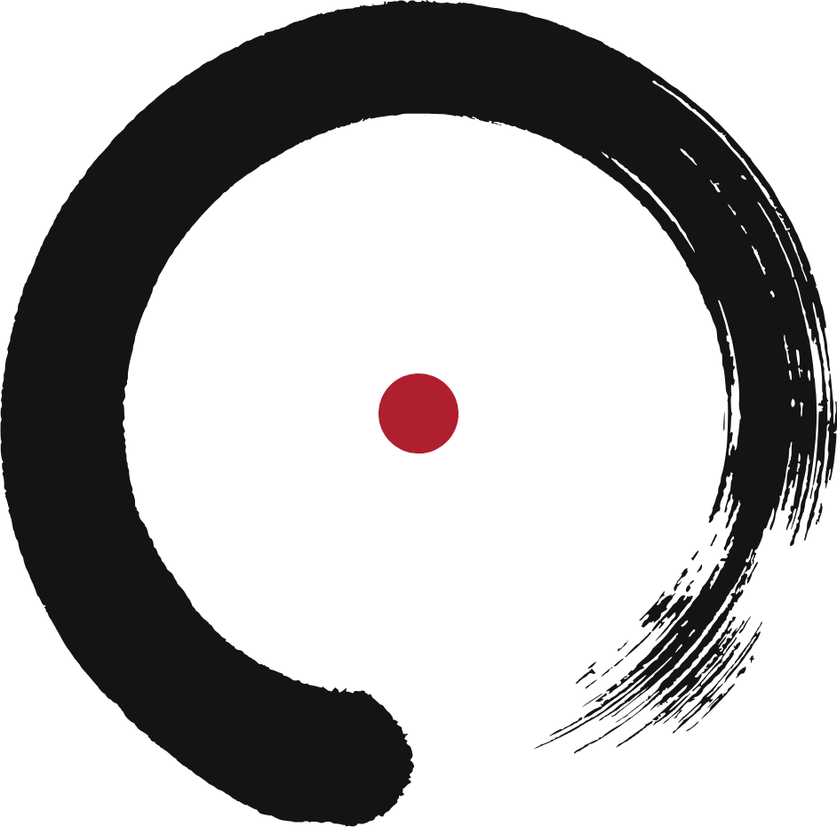 The Metabolic Human mark: a brushed enso circle with a red dot at its center, the set point